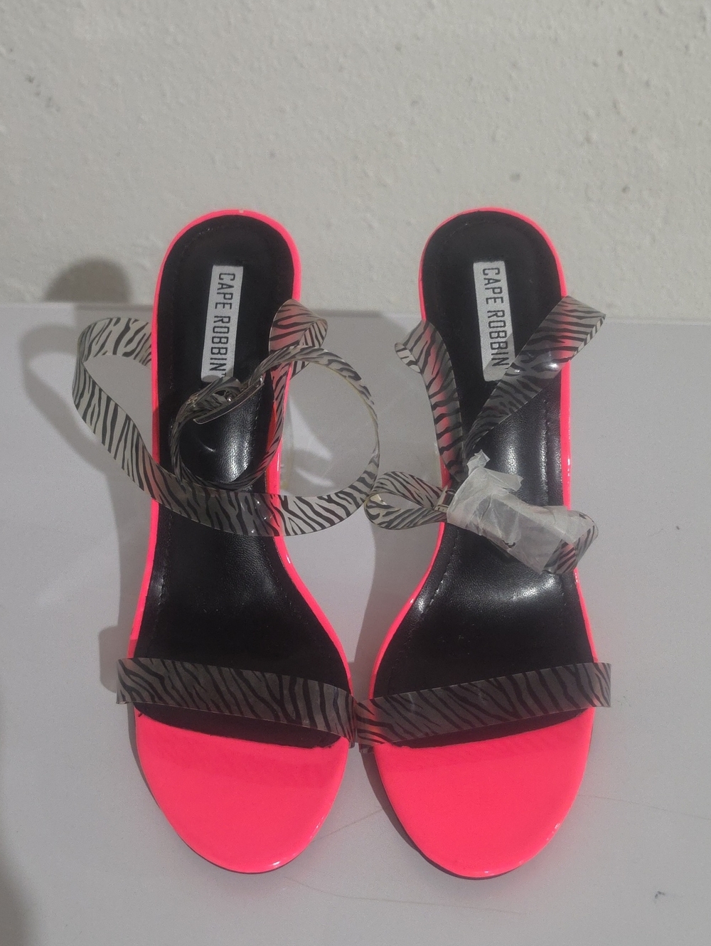 Cape Robbin Neon Pink Sandals with Zebra Straps Sz. 10